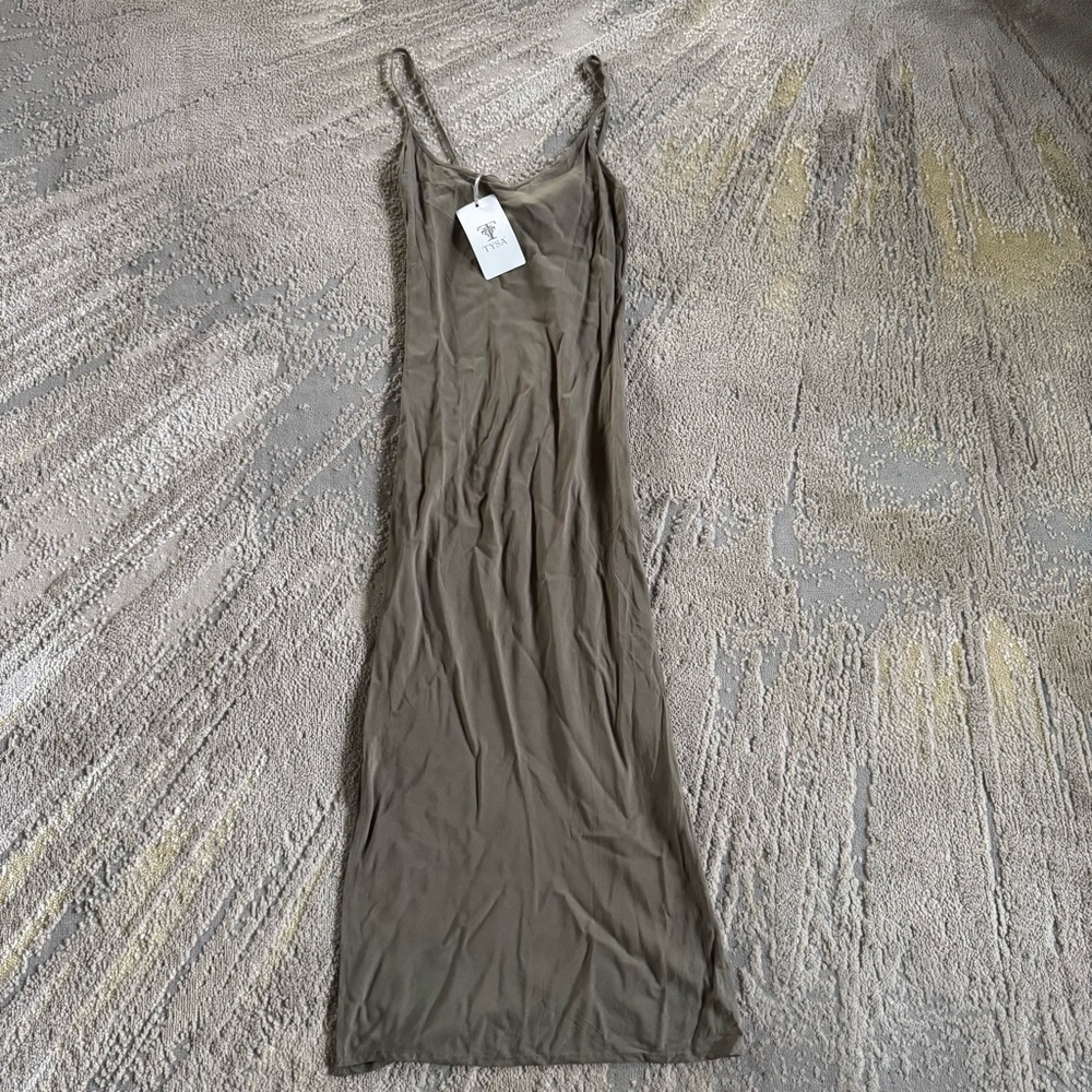 TYSA midi dress olive green Adjustable spaghetti Strap Rayon minimalist 0 new